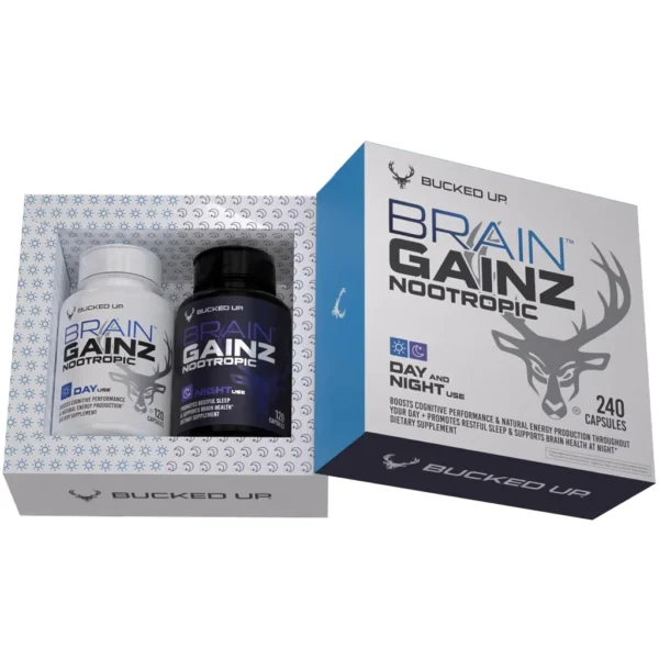 Bucked Up Brain Gainz Day & Night Supplements 240 Total Capsules - Image 2