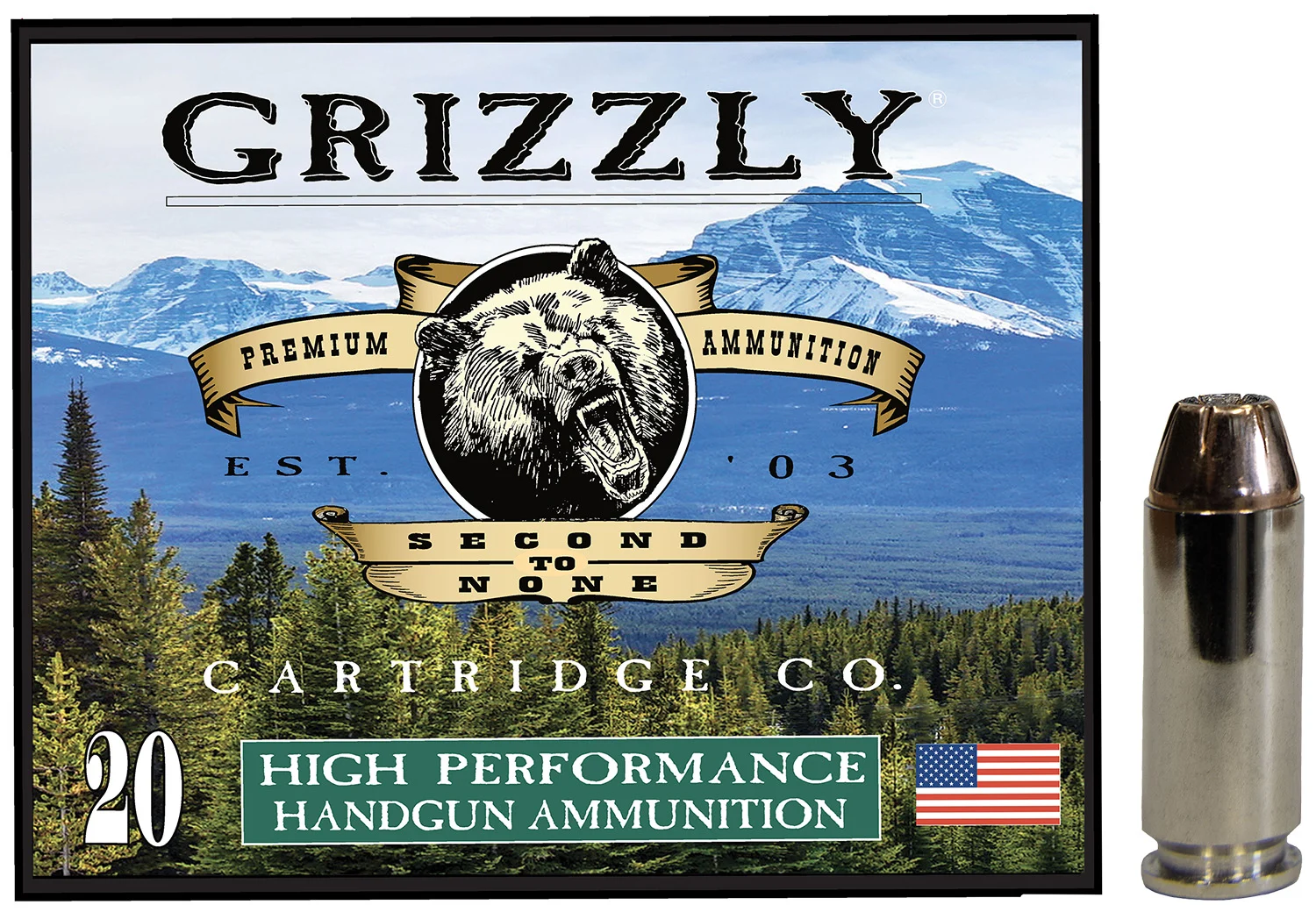 Grizzly-Ammo 10mm Auto 180gr JACKETED HOLLOW POINT – 20rd